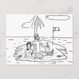 Man alleen op het eiland, Grappig, Oud,  Briefkaart