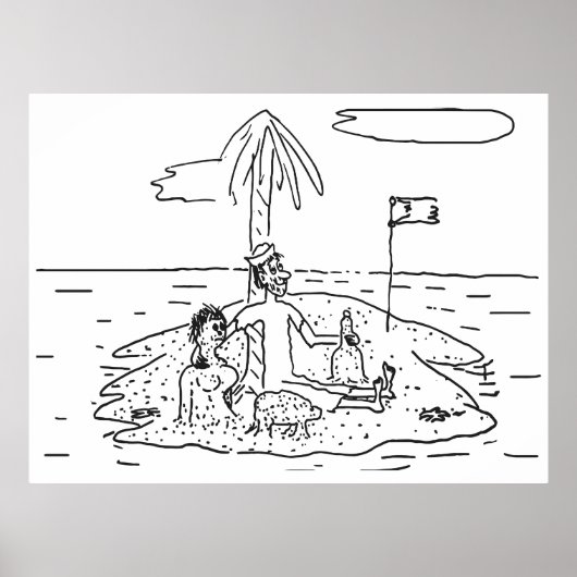 Man alleen op het eiland, Grappig, Vintage, Poster (Voorkant)
