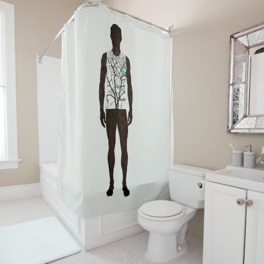 Man als de veldstructuur douchegordijn (In situ)