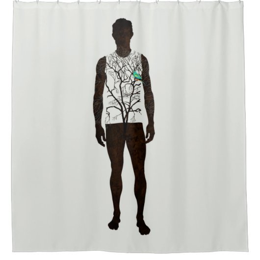 Man als de veldstructuur douchegordijn (Voorkant)