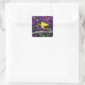 Man, American Goldfinch in zomersplumage, Vierkante Sticker (Tas)