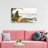 Man and Dog Enjoying Winter Countryside Vista Canvas Afdruk (Insitu (Woonkamer))