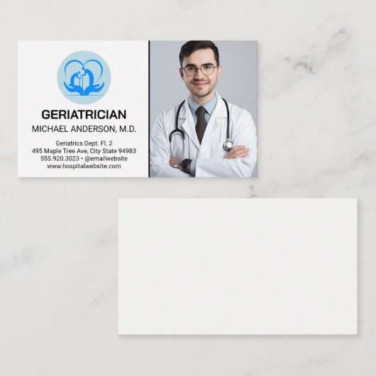 Man arts in laboratoriumjas | Geriater Visitekaartje (Voorkant / Achterkant)