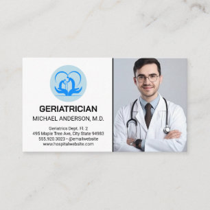 Man arts in laboratoriumjas   Geriater Visitekaartje