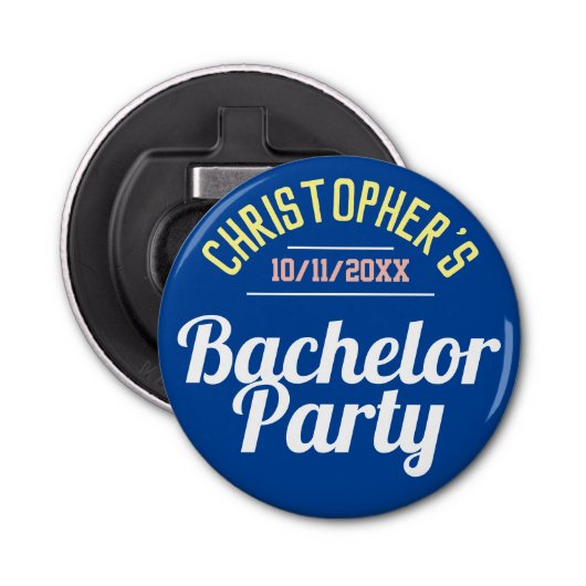 Man Bachelor Party Button Flesopener (Voorkant)