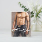 Man Bare Chest Foto Afbeelding Ik hou van je Briefkaart (Staand voorkant)