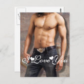 Man Bare Chest Foto Afbeelding Ik hou van je Briefkaart (Voorkant / Achterkant)
