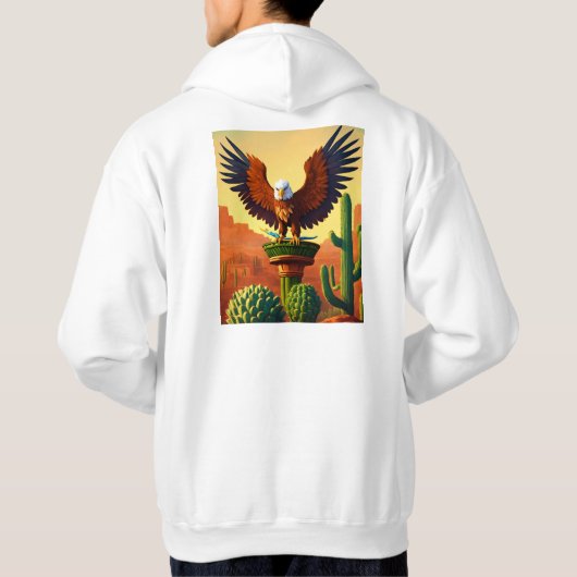 Man Basic Hooded Sweatshirt Eagle Print logo (Achterkant)