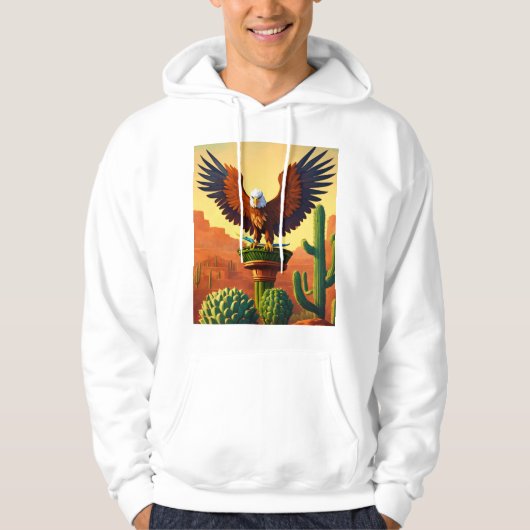 Man Basic Hooded Sweatshirt Eagle Print logo (Voorkant)