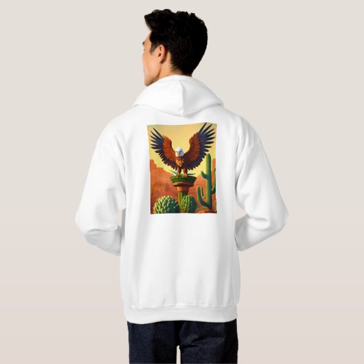 Man Basic Hooded Sweatshirt Eagle Print logo (Achterkant volledig)