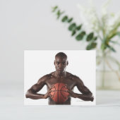 Man, basketbal briefkaart (Staand voorkant)