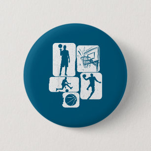 Man Basketbal Speler Coach Fan Basket Ronde Button 5,7 Cm