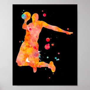 Man basketbalspeler Waterverf schilderij Poster