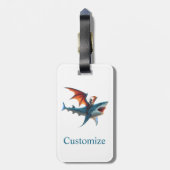 Man-Bat Riding Scary Shark Thunder_Cove Bagagelabel (Achterkant verticaal)