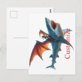 Man-Bat Riding Scary Shark Thunder_Cove Briefkaart (Voorkant / Achterkant)