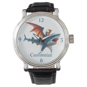 Man-Bat Riding Scary Shark Thunder_Cove Horloge