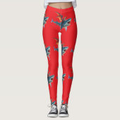 Man-Bat Riding Scary Shark Thunder_Cove Leggings (Voorkant)