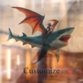 Man-Bat Riding Scary Shark Thunder_Cove Raamsticker (Vel 2)