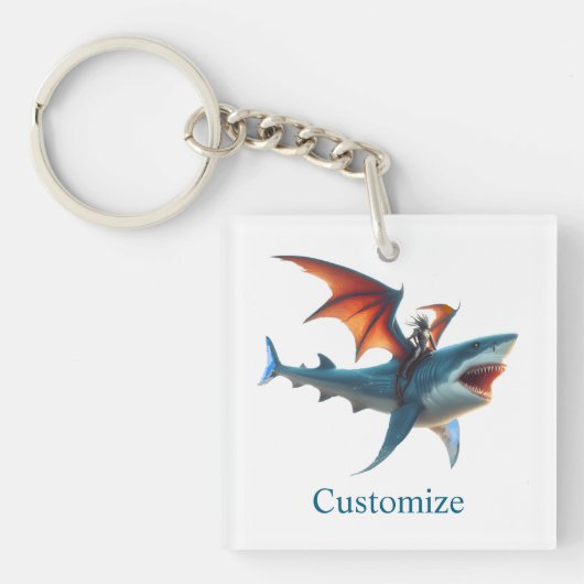 Man-Bat Riding Scary Shark Thunder_Cove Sleutelhanger (voorkant)
