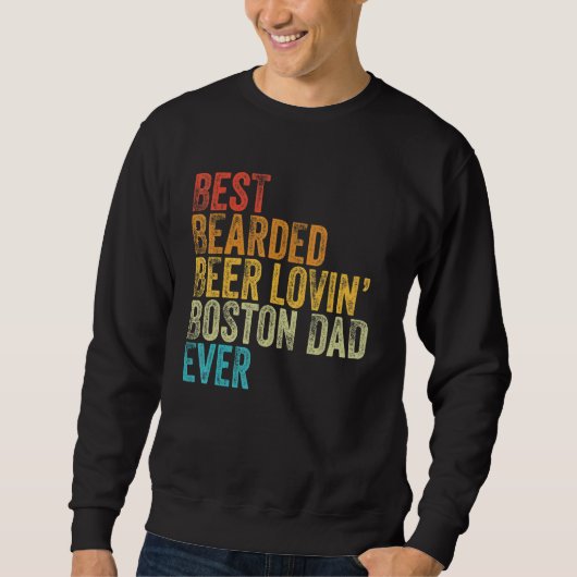 Man Beste Baard Bier Minnende Boston Terrier Vader Trui (Voorkant)