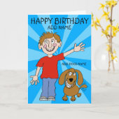 Man & Beste Vriend Gelukkige Verjaardag Kaart (Gele Bloem)