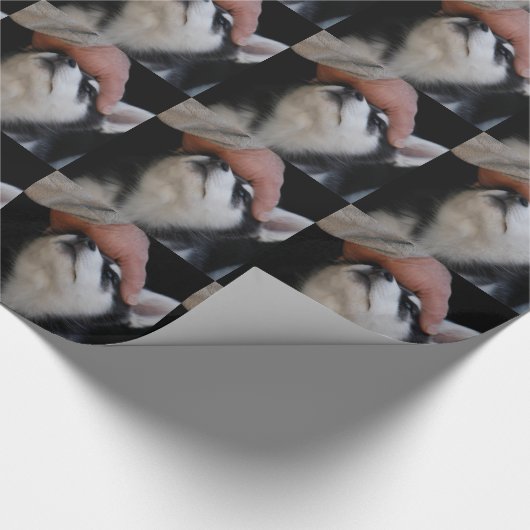 Man Beste vriend Siberian Husky Puppy Cadeaupapier (Hoek)