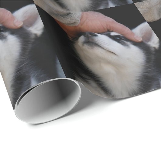 Man Beste vriend Siberian Husky Puppy Cadeaupapier (Rol Hoek)