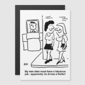 Man bestuurt een Road Roller Funny Cartoon Magnet (Voorkant / Achterkant)