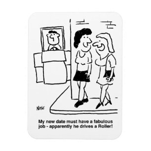 Man bestuurt een wegwals grappige cartoon magneet