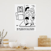 Man bestuurt een wegwals grappige cartoon poster (Keuken)