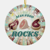 Man biefstuk varkensvlees gepersonaliseerd kerstfe keramisch ornament (Voorkant)