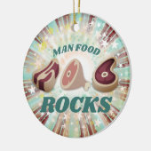 Man biefstuk varkensvlees gepersonaliseerd kerstfe keramisch ornament (Links)