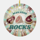 Man biefstuk varkensvlees gepersonaliseerd kerstfe keramisch ornament (Achterkant)