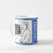 Man bij Cash Machine krijgt loterijbericht. grappi Koffiemok (Voorkant links)