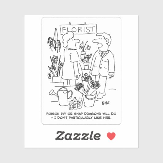 Man bij een FloristenCartoon. Sticker (Vel)