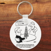 Man bij Modeling Club maakt een Eiffeltoren. Grapp Sleutelhanger (Voorkant)