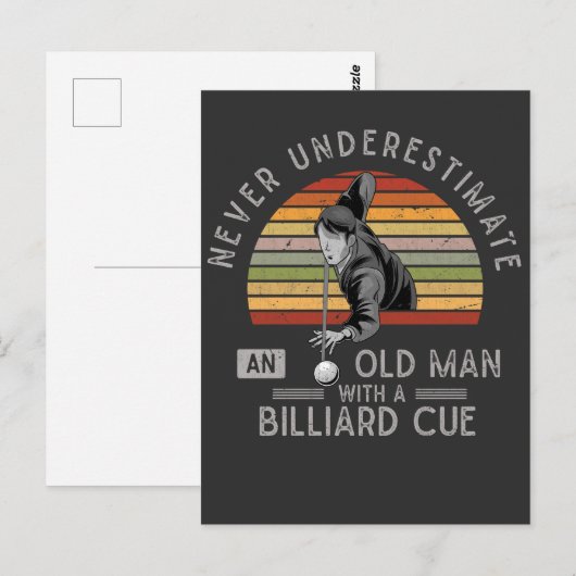 Man Billard Cue Snooker Pool Player Briefkaart (Voorkant / Achterkant)