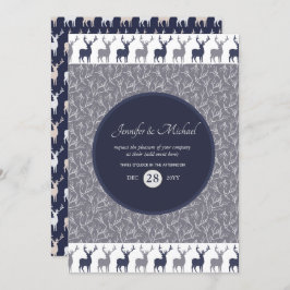 Man Birthday Invite Navy Blue STAG Winter Event Kaart