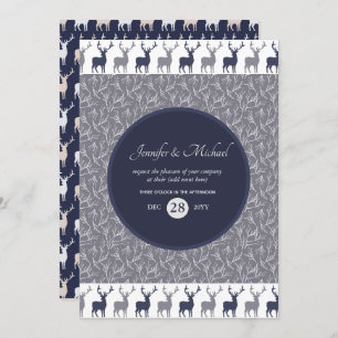 Man Birthday Invite Navy Blue STAG Winter Event Kaart