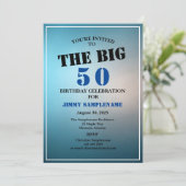 Man blauw feest viert het grote jaar kaart (Staand voorkant)