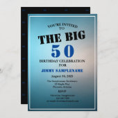 Man blauw feest viert het grote jaar kaart (Voorkant / Achterkant)