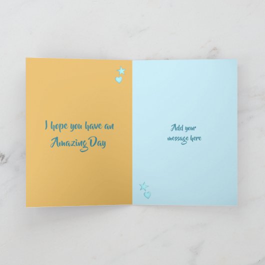 Man blauw & geel Verjaardagsfoto groet Kaart (Binnen)