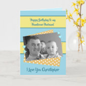 Man blauw & geel Verjaardagsfoto groet Kaart (Gele Bloem)