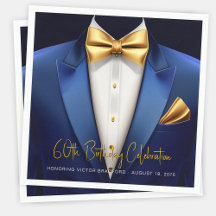 Man Blauw Goud Smoking Verjaardagsfeest
