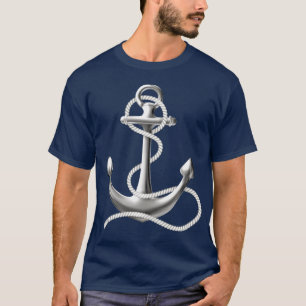 Man blauw t-shirt voor anker- of nautische t-shirt