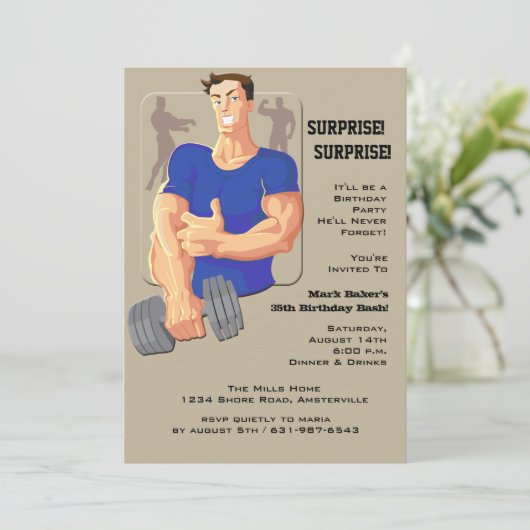 Man Blauwe Uitnodiging (Staand voorkant)