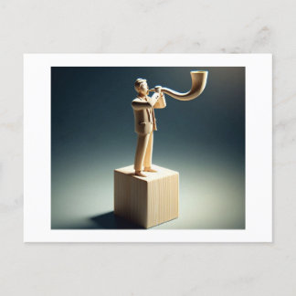 Man blazen Shofar lijkt te worden uitgesneden uit Briefkaart
