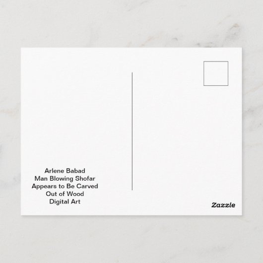 Man blazen Shofar lijkt te worden uitgesneden uit Briefkaart (Achterkant)