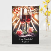 Man blij Jubileum met roze champagne Kaart (Gele Bloem)