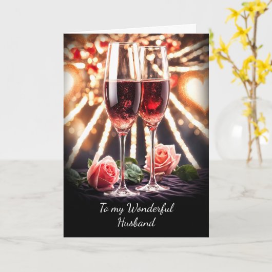 Man blij Jubileum met roze champagne Kaart (Gele Bloem)